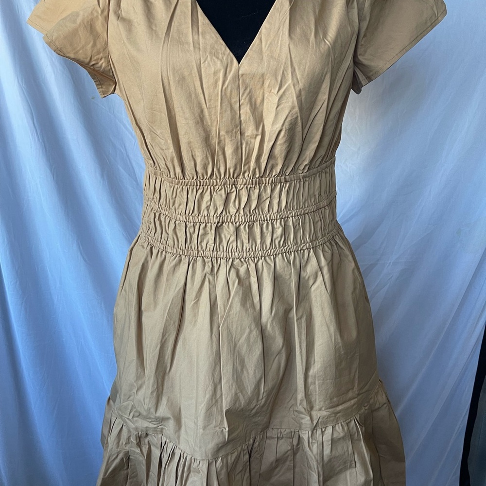 Chic Tan Midi Dress